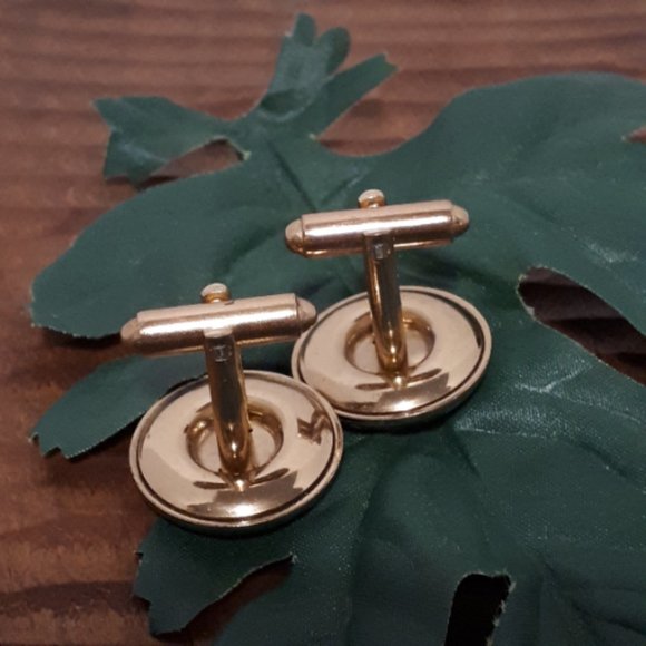 Vintage Evans Cufflinks Gold Tone Brushed - Picture 3 of 5